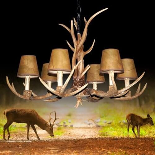 Countryside 4/ 6 Heads Chandelier for Home lighting indoor christmas lamp pendentes e lustres Antlers wooden pendant chandelier