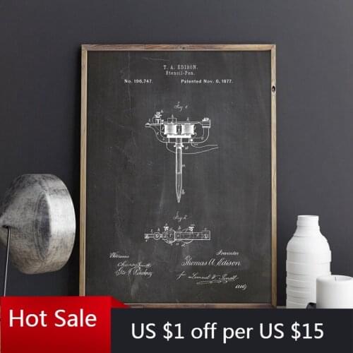 Tattoo Machine Patent Canvas Painting Print Stencil Pen Wall Tattoo Parlor Posters Room Decor Vintage Blueprint Gift Wall Decor