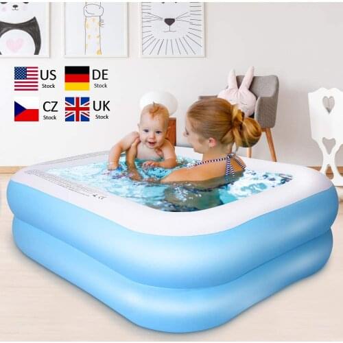 EU Stock Fast Shipment 155*108*46cm Square Inflatable Swimming Pool Garden Water Spray Toy For Baby Adult Second Ring Blue White