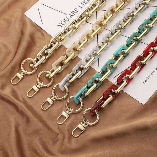 Vintage Fashion Ladies One Shoulder Handbag Bag Chain Accessories Acrylic Resin Golden Chain Replacement Unfading Thick Chain