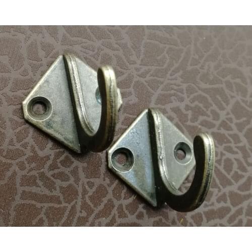 2PCS Vintage Alloy Single Prong Hook Mini Size Wall Mounted Retro Cloth Hanger for Coats Hats Towels Keys Bags, Bronze Tone