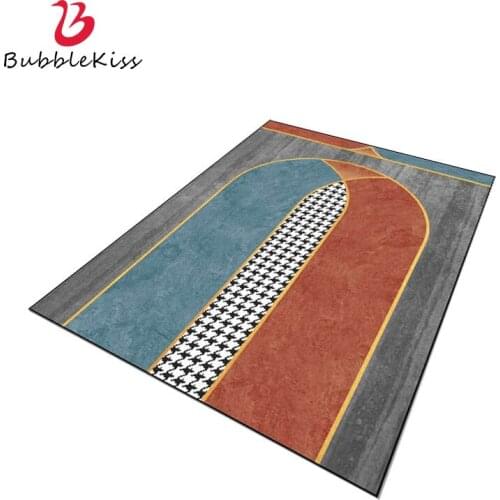 Bubble Kiss Simple Style Carpet Orange Plaid Geometric Rug Modern Home Living Room Large Carpets Bedroom Decor Non-slip Area Rug