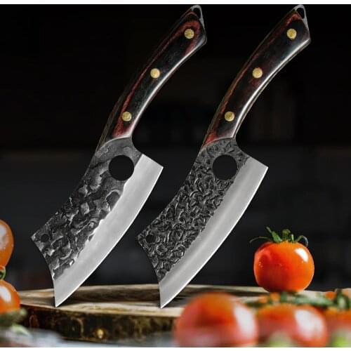 Xyj 6'' Inch Stainless Steel Tactical Chopping Knife Sharp Blade Meat Cleaver Filleting Knife Serbian Chef Knife Cooking Slicer