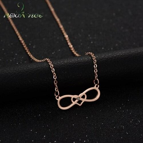 Nextvance Rhinestone Heart Infinity Pendant Necklace Lovely Bow Knot Choker Necklaces for Wife Female Anniversary Gift