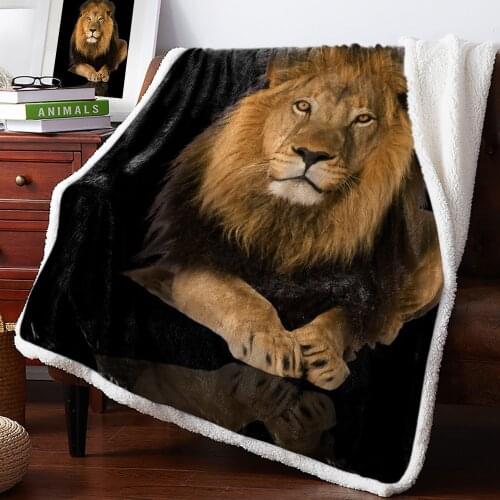 Winter Cashmere Blanket Lion Bedspread Bed Cover Coverlet Blanket Flannel Throws Sherpa Blankets Anti-Static Lightweight