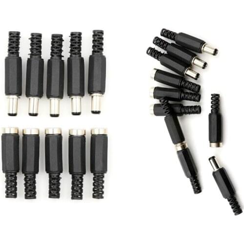 10pcs/set 12V/3A DC Power Female Plug Jack + Male Plug Jack Connector Socket Adapter Female Plug And Male Plug 5.5x2.1mm