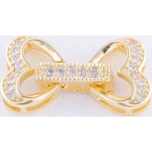 20*11mm micro pave CZ rhinestone Heart Clasps connector for DIY pearls bracelets necklaces components ACCESSORIES jewelry making