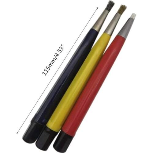 3pcs/set Fiberglass Brass Steel Scratch Brush Pen Polish Clean Rust Dirt Remover Watch Tool Y5JA