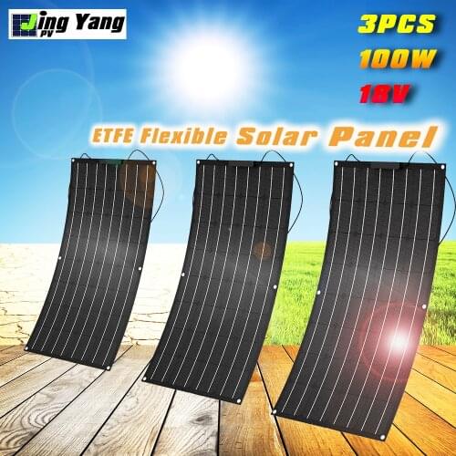 300w solar panel 3pcs of 100w etfe semi flexible solar panel for RV/boat/car Mono solar cell for 12v/24v home battery charger