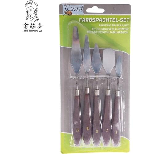 5PCS DIY Stainless Steel Palette Knife Set Palette Scraper Set Painting Knife Blade Artist Oil Painting Tools