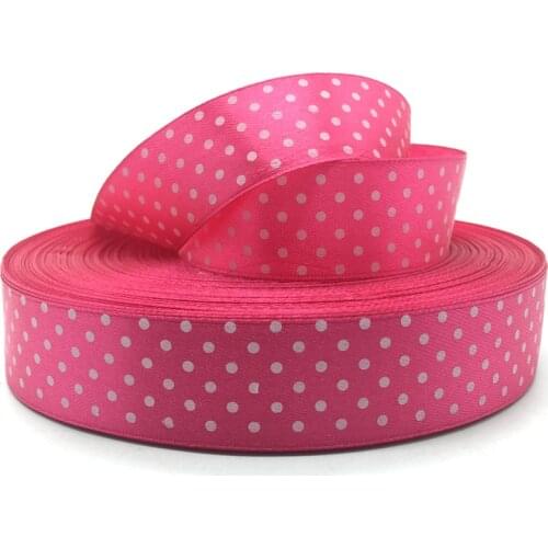 5yards 1"(25mm) Rose Polka Dots Satin Ribbon Printed Polyester Ribbon DIY Christmas Wedding Decoration Handmade Materials