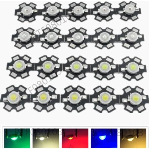 50PCS 1W 3W 5W High Power red/green/Blue/Royal blue/White/Warm White/Cold White/Natural White LED with 20mm star pcb