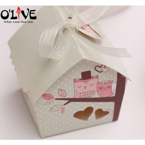 50 Pcs Candy Box Mini House Bird Gift Box Birthday Party Favors Babyshower Chocolate Baptism Sugar Boxes Christening Sweets