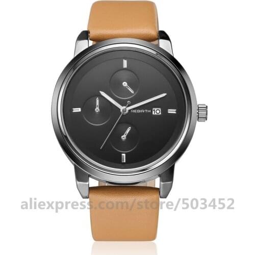 50pcs/lot RE023 Women Watch Stud Scale Wristwatch PU Belt Waterproof Ladies Watches Left Three Eye montre femme With Calendar