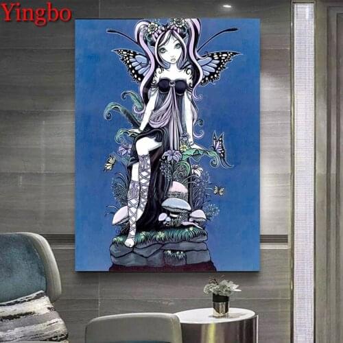 5D Diamond Painting butterfly fairy Cross Stitch Kit Mosaic Picture of Rhinestones Full Drill Diamond Embroidery cartoon girl
