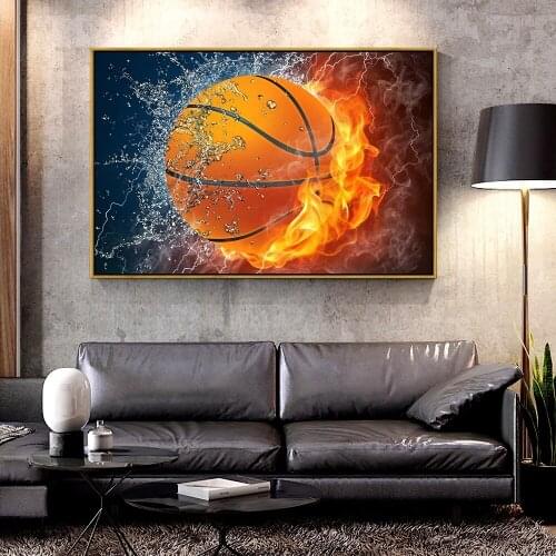Artcozy Oil Canvas Painting yellow basketball Home Decoration Wall Art