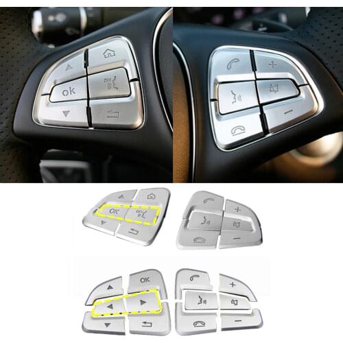 Car Styling Steering Wheel Button Covers Frame Trim Stickers For Mercedes Benz GLC X253 C W205 A CLA GLA Class Car Accessories