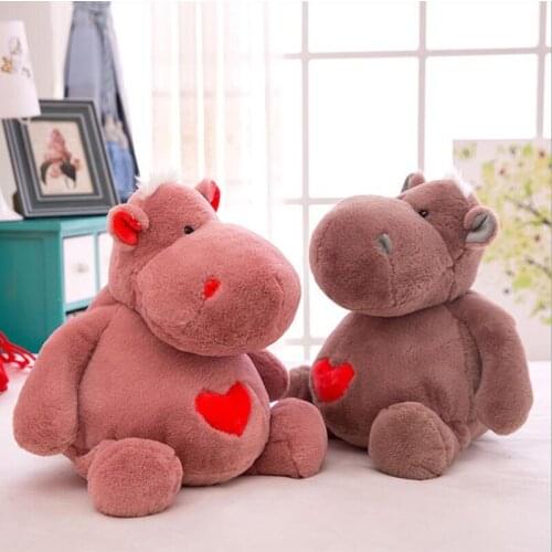 Love Heart Hippos Short Plush Stuffed Toys Animals Kawaii Hippo Soft Toys Plush Doll Children Toys for Girls Birthday Gift