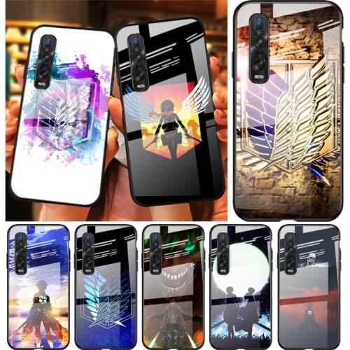 Tempered Glass Cover Anime Attack On Titan For OPPO A9 2020 A52 Find X2 Lite Realme 7 7i 6 5 Pro C3 XT Phone Case Shell