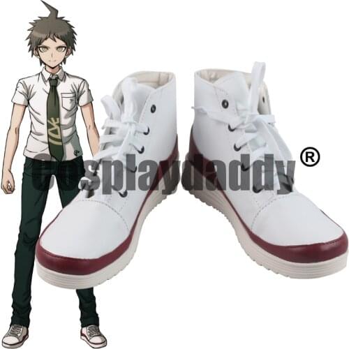 Danganronpa 2: Goodbye Despair Hopes Peak Academy Kibogamine Gakuen Ultimate ??? Hajime Hinata Cosplay White Lace-Up Shoes S008