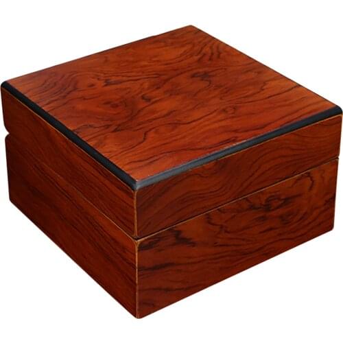 Wooden Watch Bracelet Case Box with Red Pillow Wristwatch Display Container