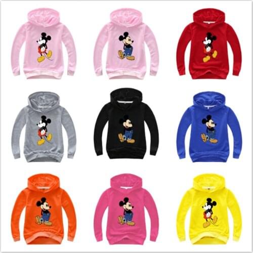 2020 Children Kids Spring Autumn Sweatshirts Baby Boys Girls Cute Mickey Print Long Sleeve T Shirt Hoodies Tops Cartoon Costumes