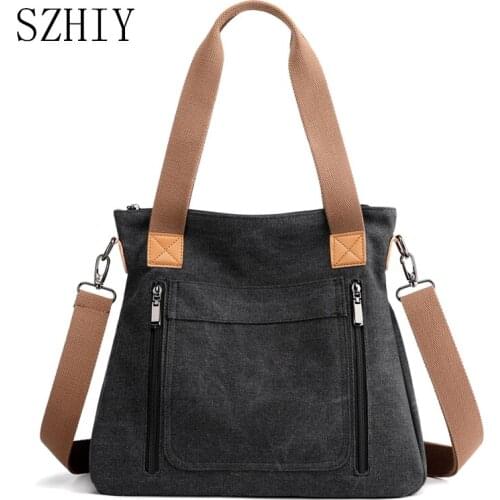 Designer Women Handbags Canvas Bag with Zipper Shoulder Fashion Cross Body Big Bolsos Grandes Para Mujer Casual High Capacity
