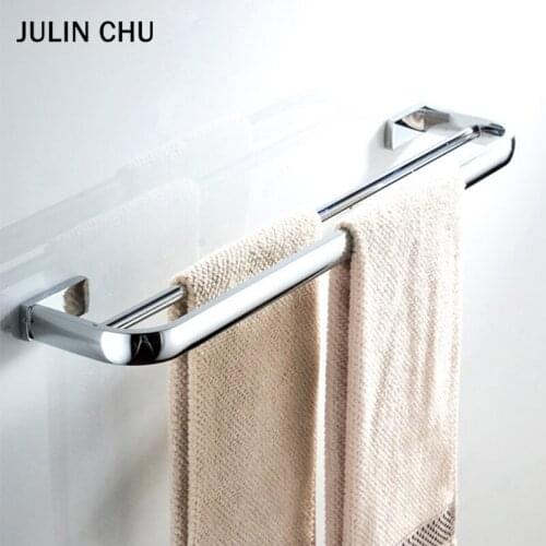 Bathroom Double Towel Bar Chrome Brass Sliver Wall Mounted Towels Hanger Shelf Rack Rail for WC Kitchen Bathroom Hotel 57 CM