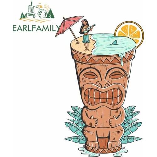 EARLFAMILY 13cm x 8.2cm For Tiki Drink Cartoon Car Sticker Creative Motorcycle Decal Waterproof Personality Windows ScratchProof