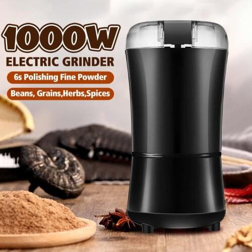 1000W Electric Coffee Grinder 304 Stainless Steel Blades Grinder Suitable for Household Bean Herbs Nuts Grains Salt Pepper Maker