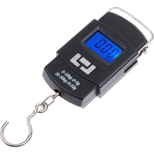 50KG/110LB 10g Electronic Portable Digital Scale Hanging Hook Fishing Travel Luggage Weight Scale for Baggage Balance Steelyard