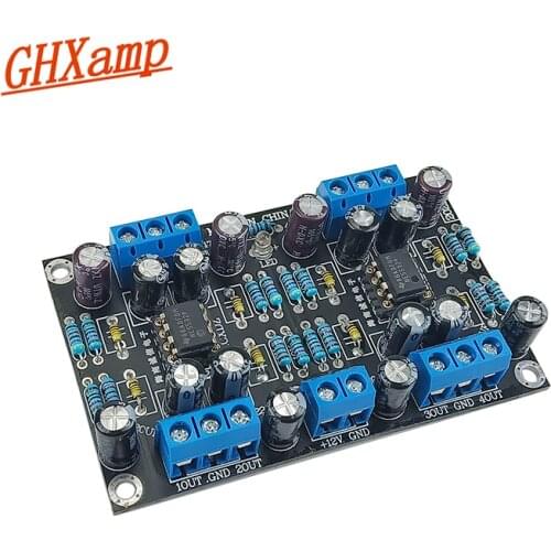 GHXAMP 4 Channel Preamplifier Board NE5532 OP-Amp Audio Pre-Amplifier Single Power DC12V For Car Home Audio System 1PC