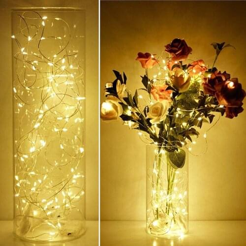 10 20 LED Copper Silver Wire String Lights Waterproof Fairy Garland Light for Christmas Home Wedding Decoration Battery Operated