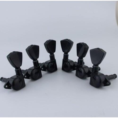 Guyker Guitar Machine Heads 3R3L 1:21 Sealed Tuners Tuning Key Pegs with Trapezium Handle for Electric Guitars Black