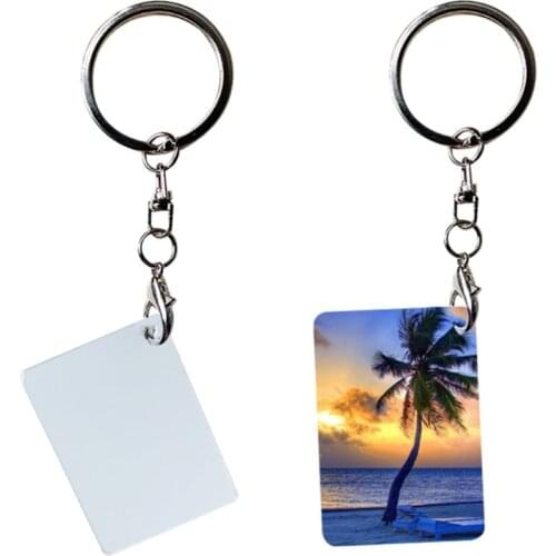 J60E 5 Pcs/Set Sublimation Blank Keychains Heat Transfer Key Chain Double-Side Printed MDF Keyrings Key Tags with Split Rings