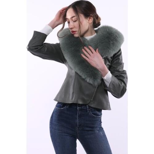 Fox Collar Detailed Leather Jacket
