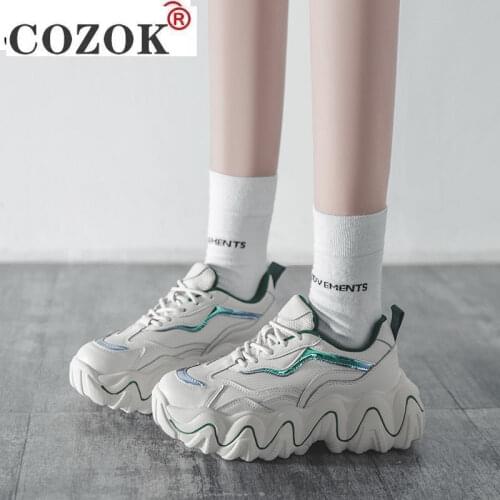 Luxury Leather Shoes 2021 Womens Fashion Summer New Style Dad Sneakers Casual Comfortable Thick-soled Vulcanized Shoes Women