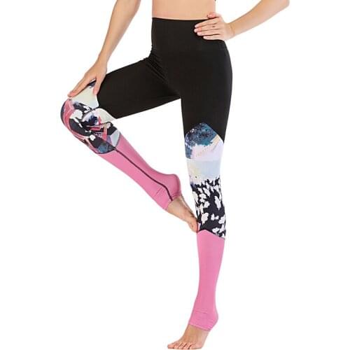 2020 Full Length Style Yoga Leggings Women Gym Pants Patchwork Pink&Black Leggins for Fitness Workout Trousers Sportswear XL