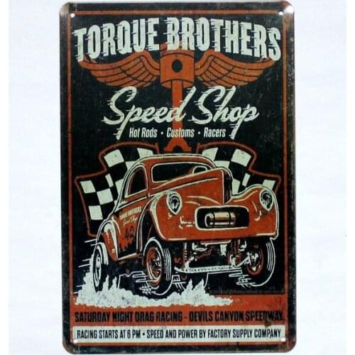Metal Tin Sign Torque Brother Speed Shop Decor Bar Pub Home Vintage Retro Poster