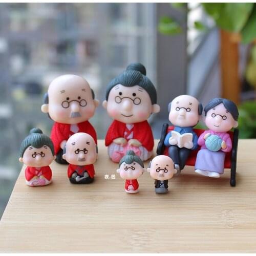 BAIUFOR Lovers Grandparents Cute Doll Couples Wedding Miniatures Terrarium Figurines Fairy Garden Decor Cake Accessories