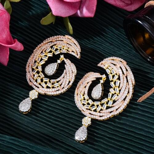 Missvikki Dubai Luxury golden Big Round Pendant Earrings For Women Wedding Party CZ Bridal Earrings Fashion New Trendy Jewelry