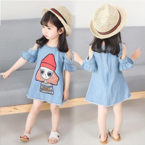 2020 New Summer Baby girl Clothes Casual Dress Light blue Denim Dress Lively and lovely Princess Dress For 9 Months-6 Years Old