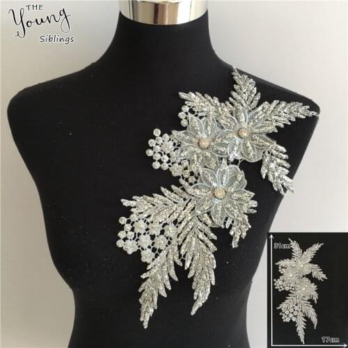 New arrive Hollow out Embroidery Applique Sequin Sewing Lace Neckline DIY Craft Rhinestone Lace Collar Dress Decorate Accessory