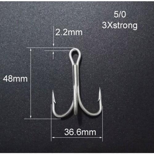 Wholesale fishing Treble Hooks 5/0 High Quality fishing lure hook 3xStrong