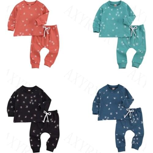 0-24M Autumn Spring Baby Boys Clothes Sets Toddler Girls Clothing Set Infnat Baby Star Print Sweatshirts+Pants Kids Trucksuits