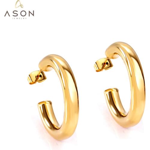 ASONSTEEL Semicircle Stud Earrings Smooth Stainless Steel Ear Stud for Women Fashion Jewelry Trendy Jewelry Accessories