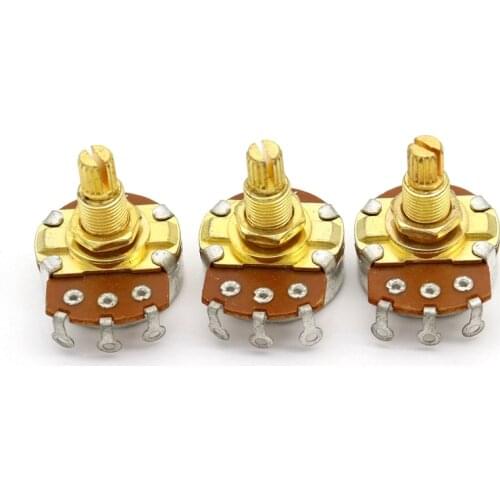 3pcs Guitar Potentiometers A250K Split Shaft Pots Audio Tone Switch Control Potentiometers