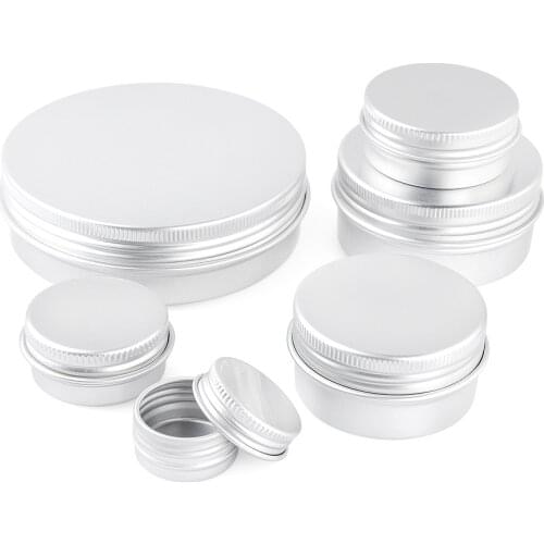 Aluminum 6 Size Empty Round Pot Sample Packaging Containers Screw Cap Creams for Travelling Jar Tin Refillable storage Cosmetic