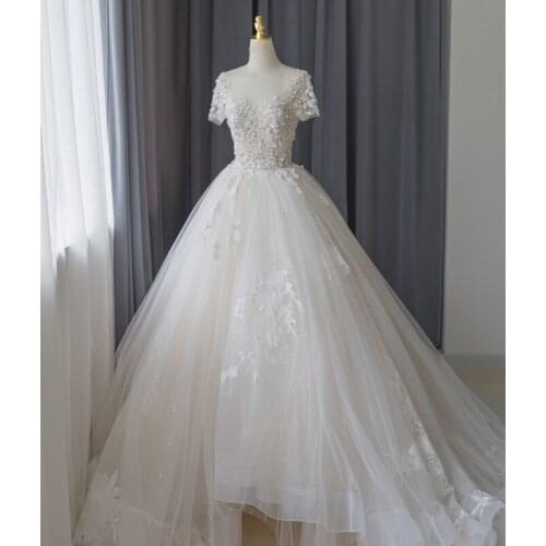 Robe De Mariee Princesse De Luxe 2020 Shiny Beading Crystal Waist Luxury Lace Ball Gown Wedding Dresses Alibaba Online Shopping