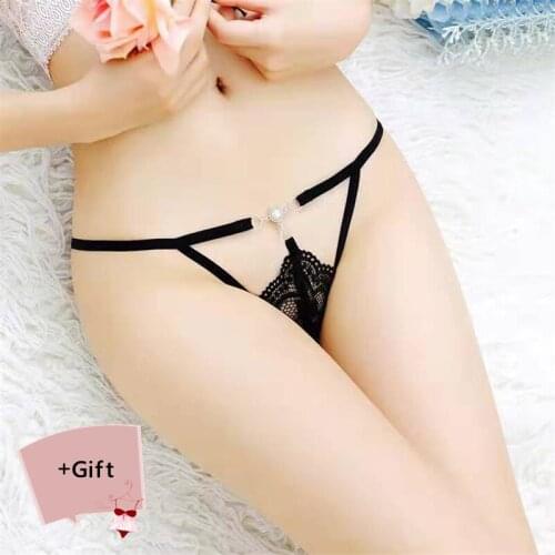 Sexy Fashion Lace Pearl Private Underwear Thong Panties G-String embroidered Allure Panties Erotic For Women Body Jewelry Gift